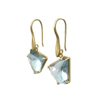 Asymmetrical Rose Cut Aquamarine Frame Earrings