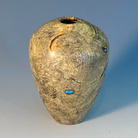 Small Buckeye Burl and Turquoise Vessel