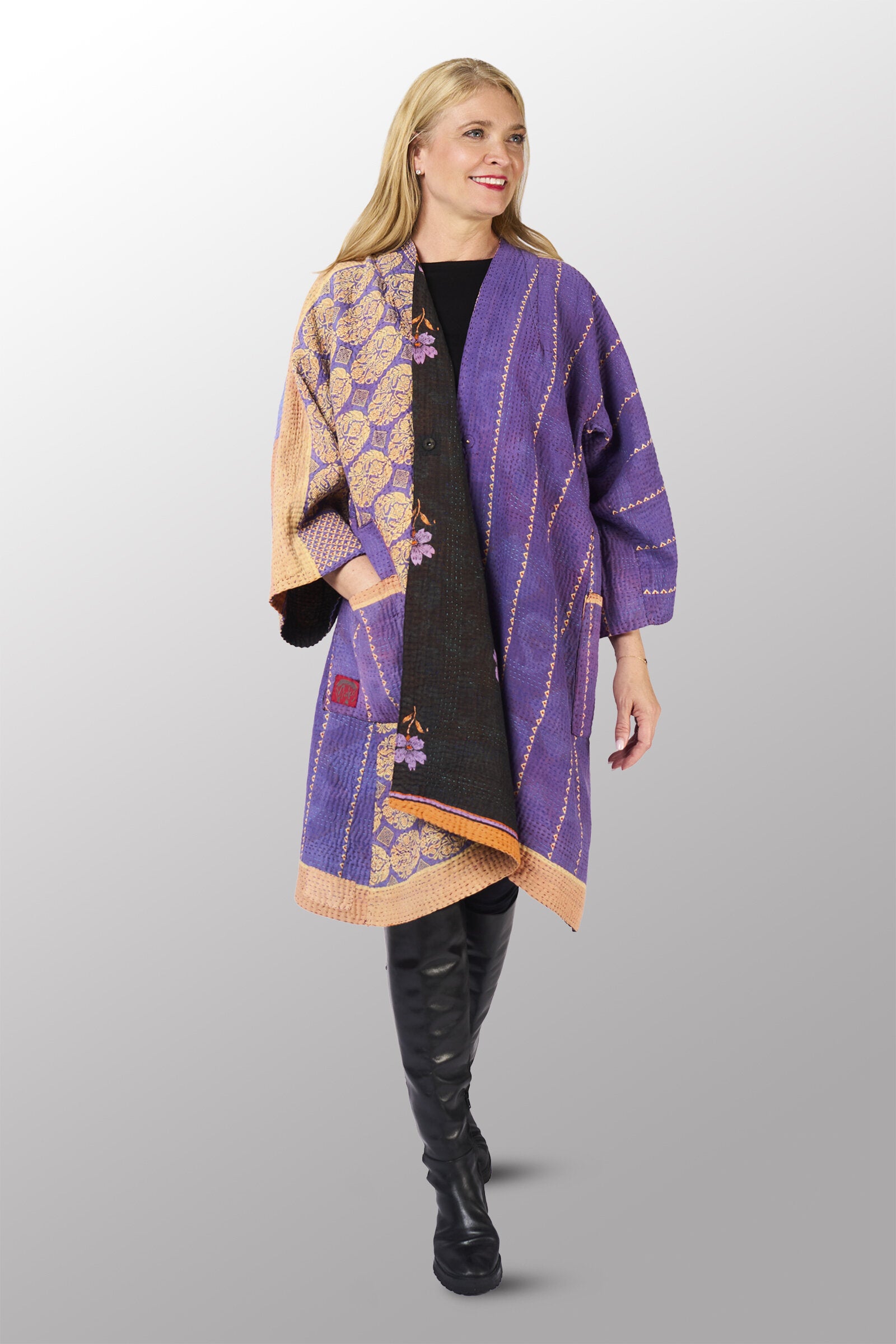 Vintage Cotton Kantha Kimono Duster