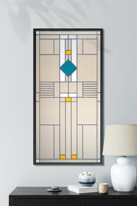 Craftsman-style mirror "Astor 18x36" hangs above console table