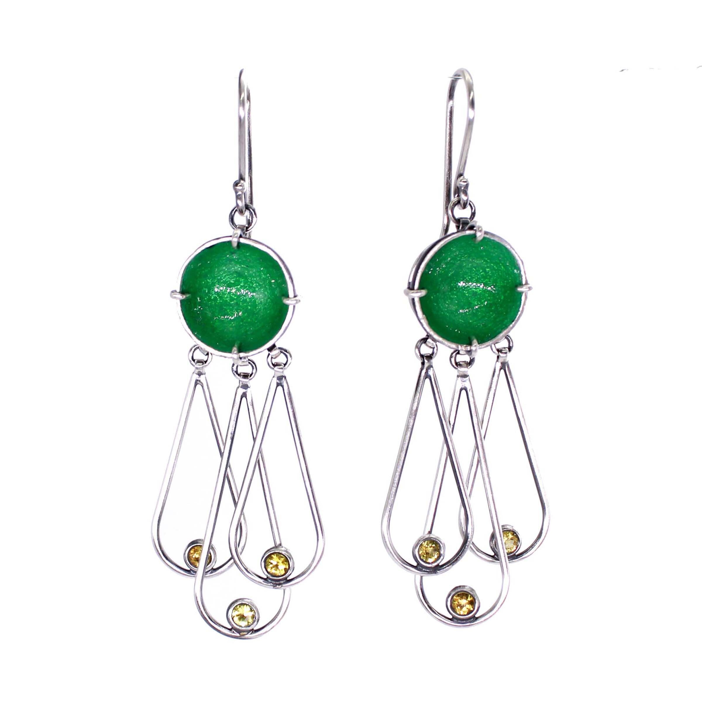 Green & Yellow Domed Earrings