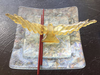 Gold Glass Bird Crystal Place Setting