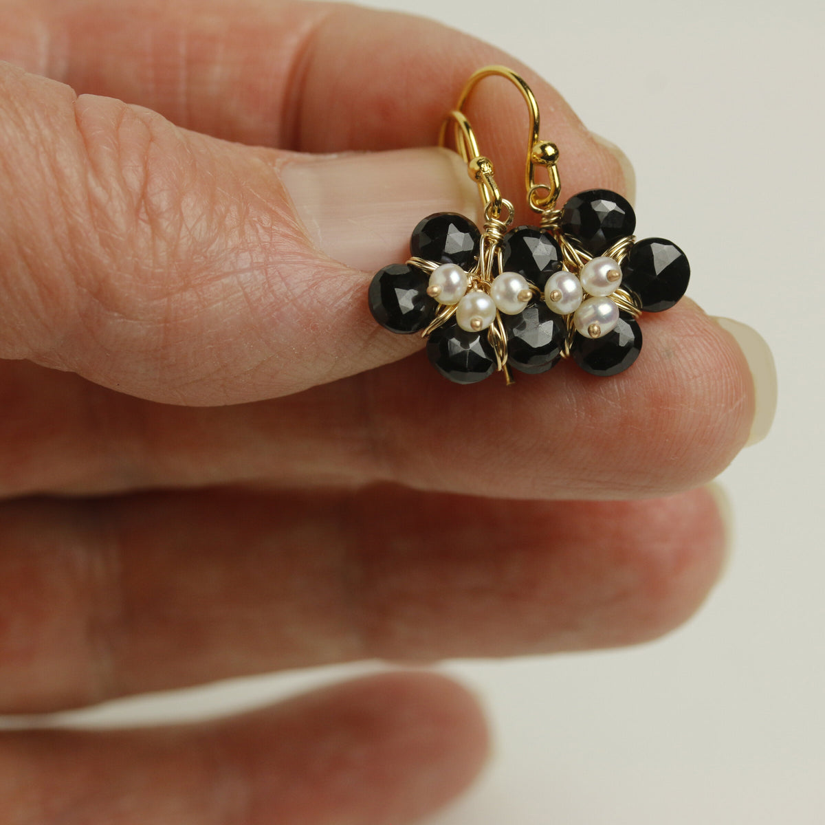 Black Tie Flower Earrings