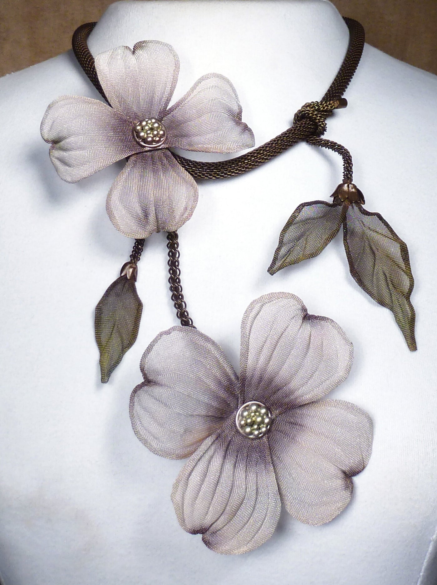 White, Anthracite & Chartreuse on Brown Chain