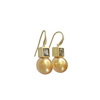 South Sea Golden Pearl with Gray Spinel Earrings