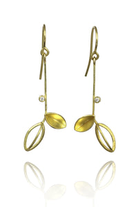 Leaves with Diamond Earrings