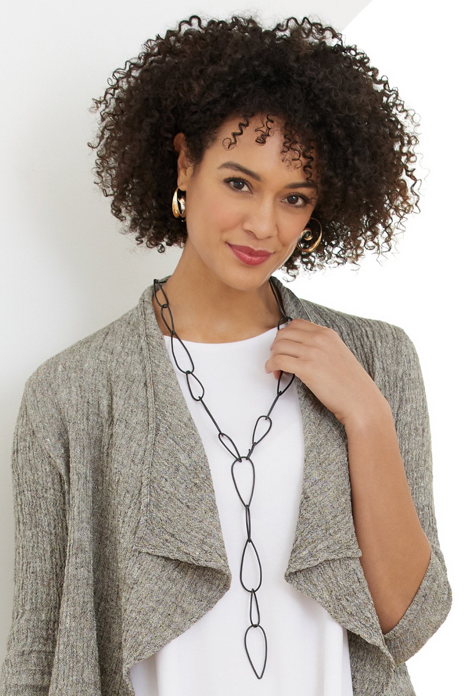 steel, shown with the spiral earrings by nancy linkin