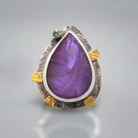 Purple Pear Labradorite Ring