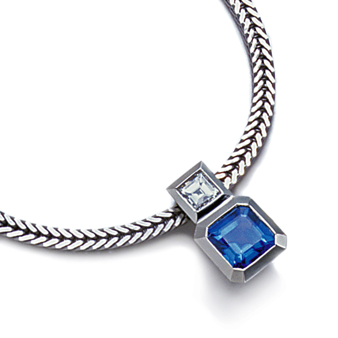 Oblique Pendant Blue Sapphire