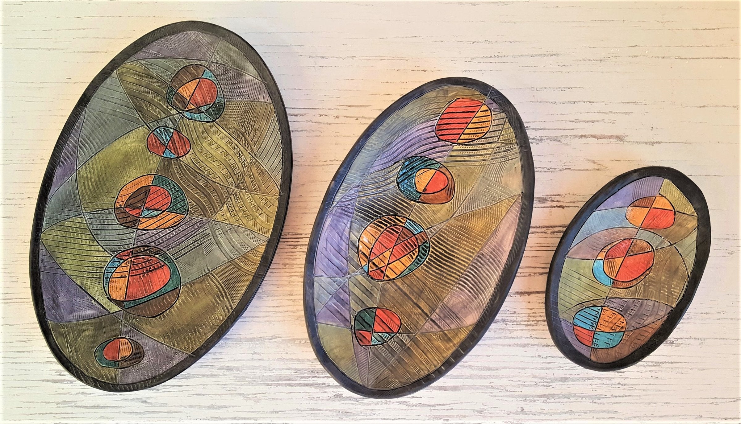 Time & Space Oval Bowls, Large, Medium, Small