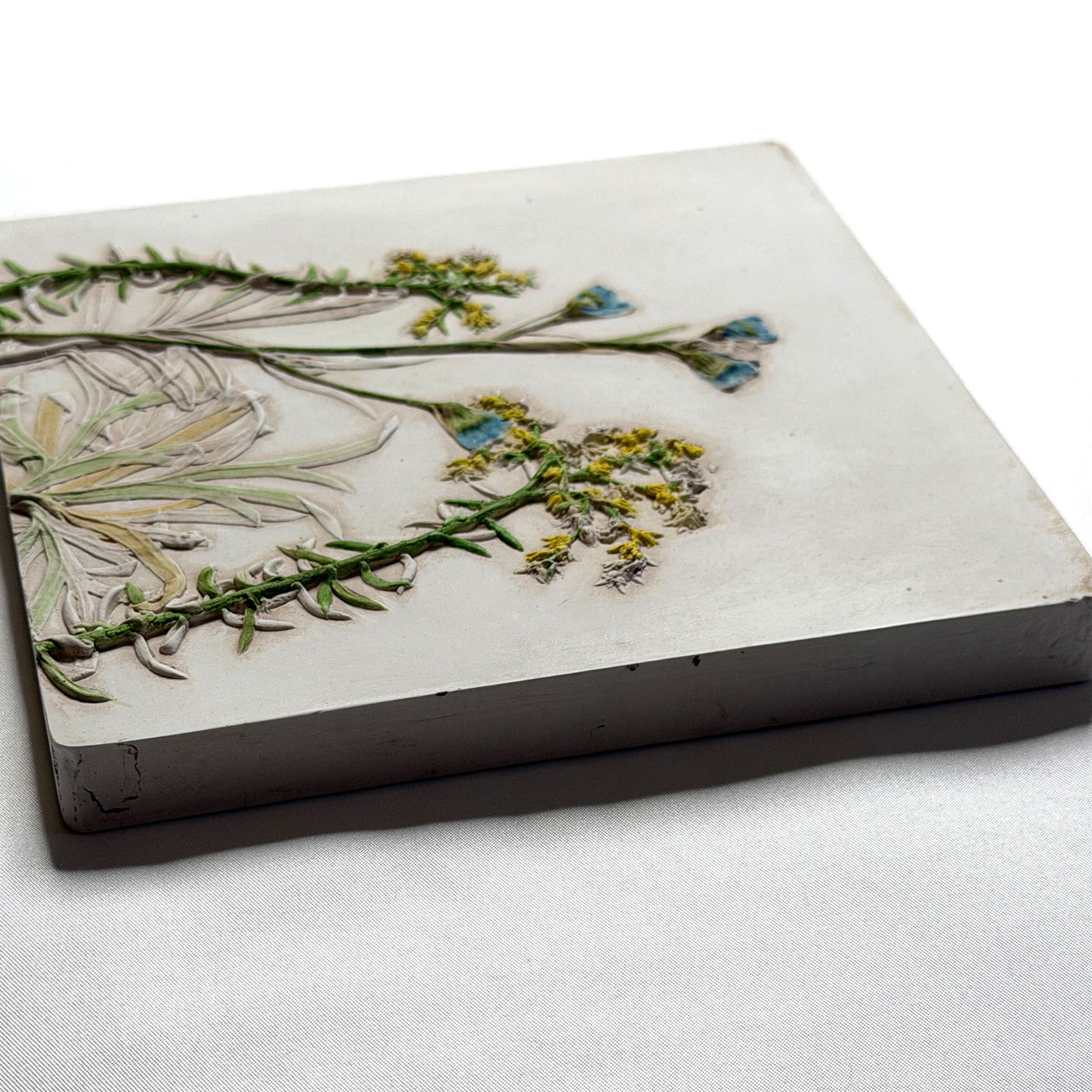 Yellow Sedum & Blue Delphinium Garden Flowers Tile