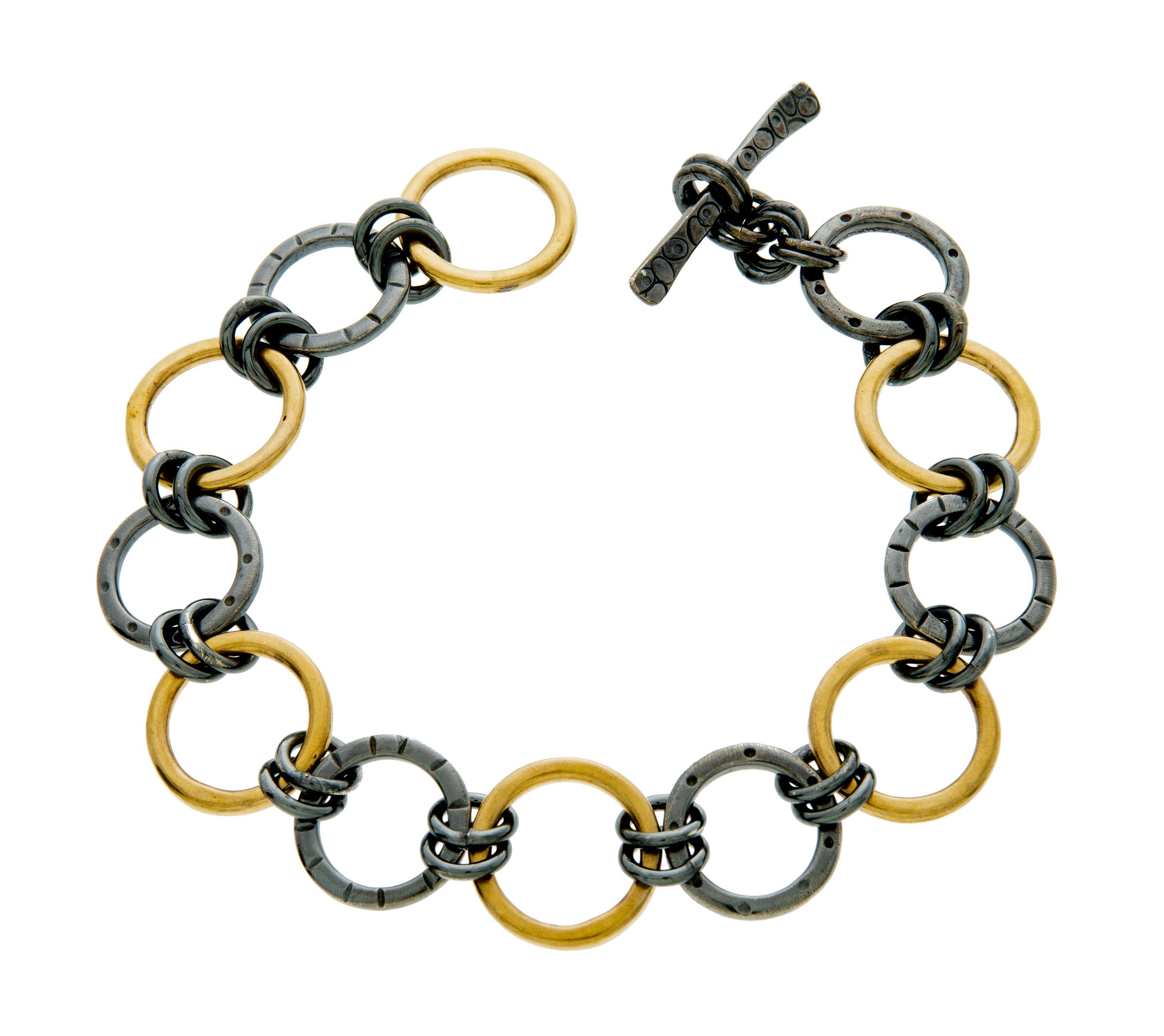 Black and Gold Stamped Chain Bracelet