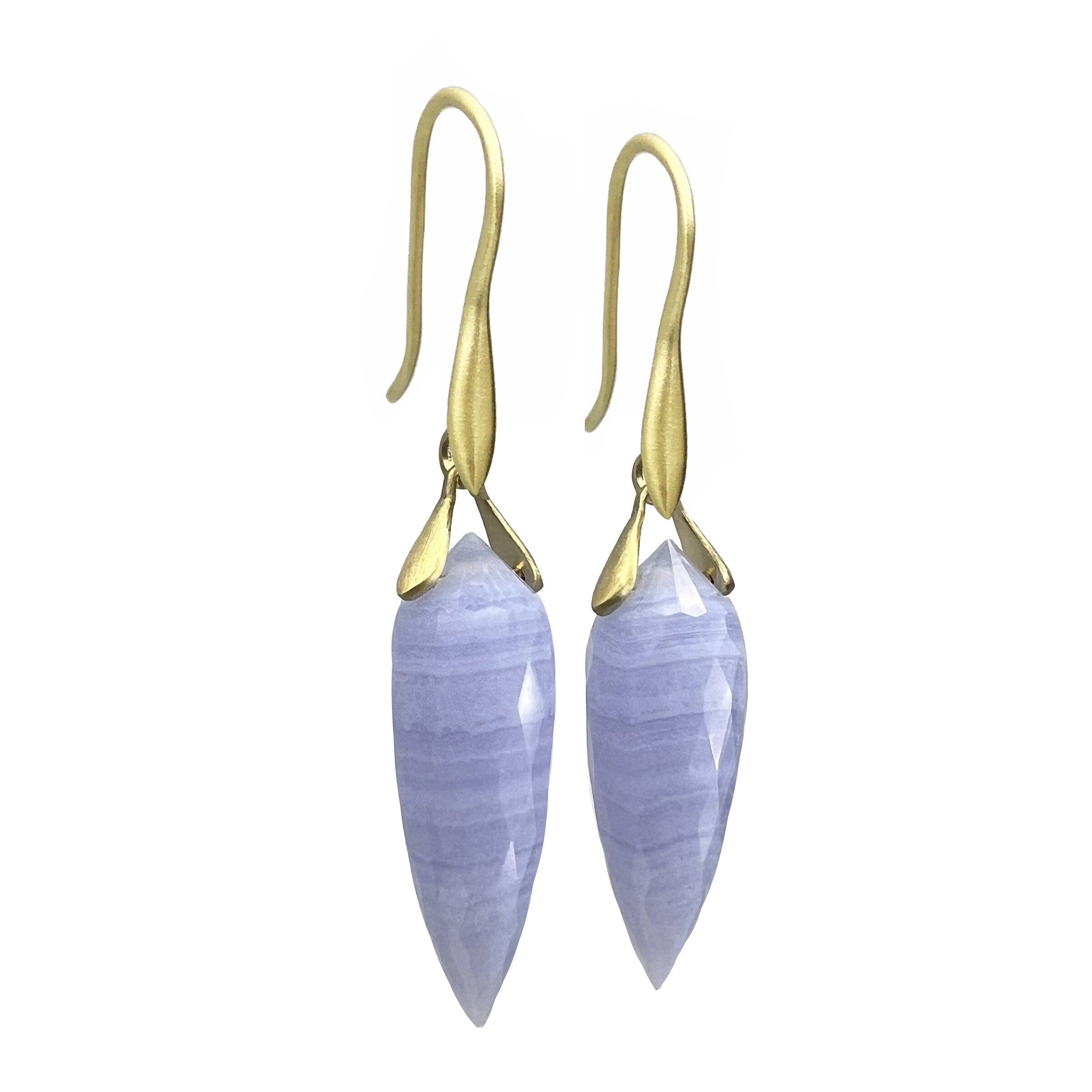 Blue Lace Agate Trapeze Earrings II