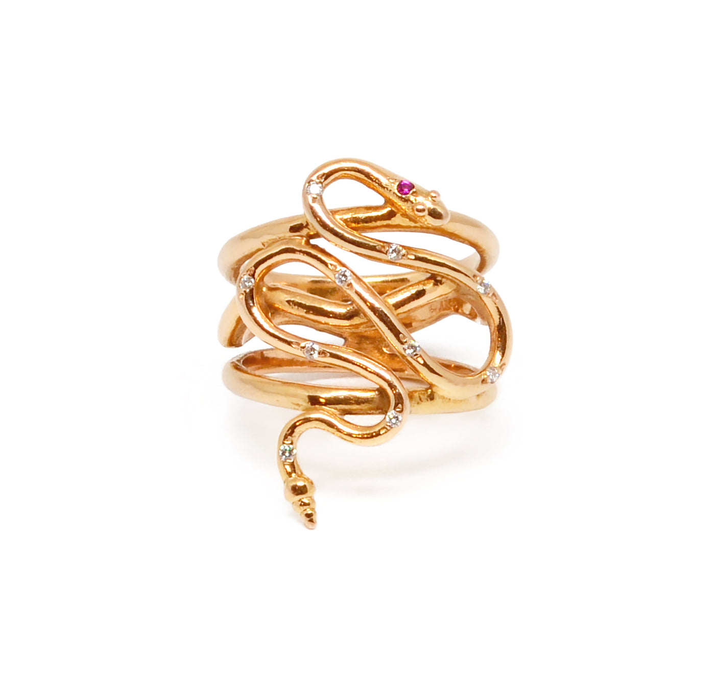 Rose Gold & Diamond Snake Ring