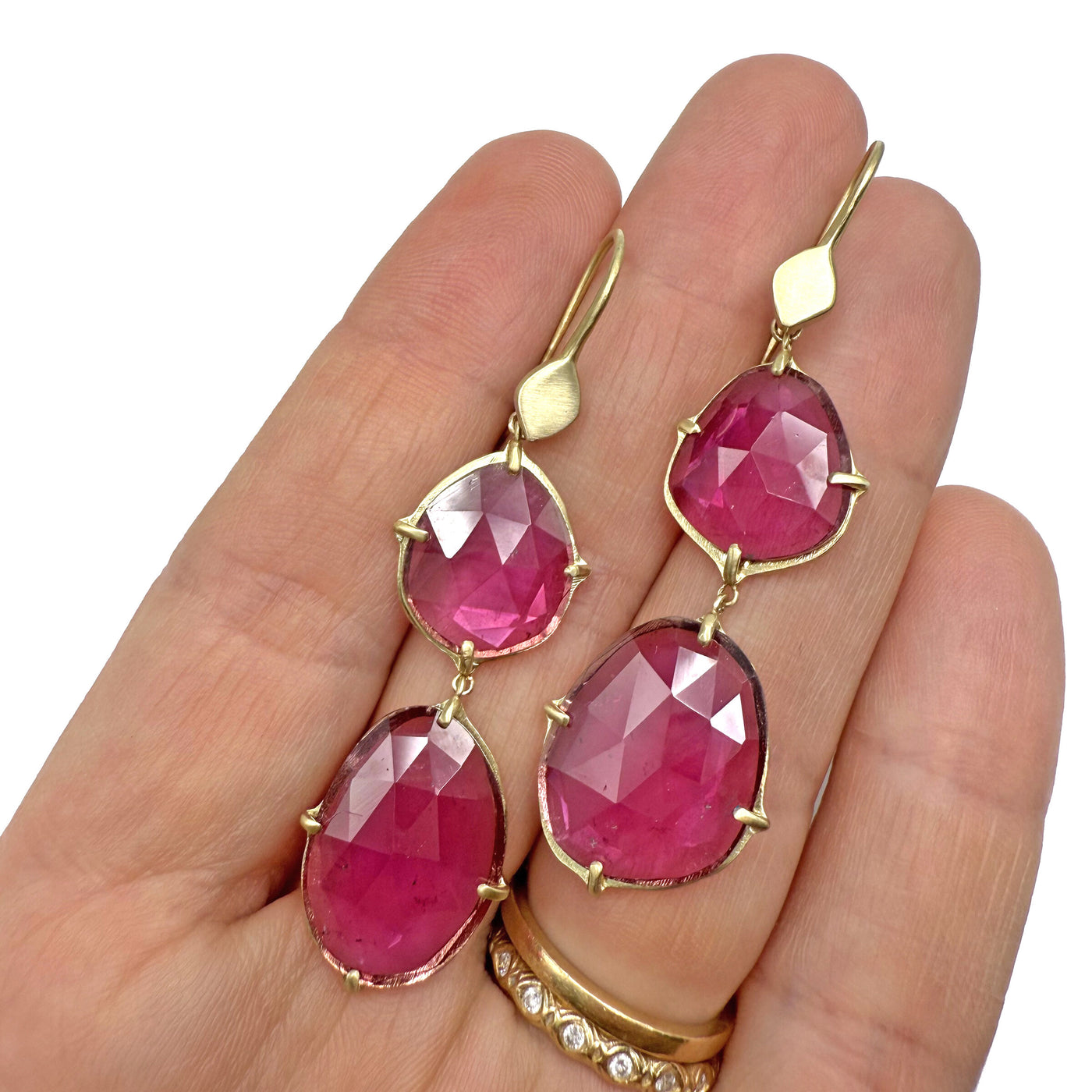 Rubellite Tourmaline Azores Cascade Earrings