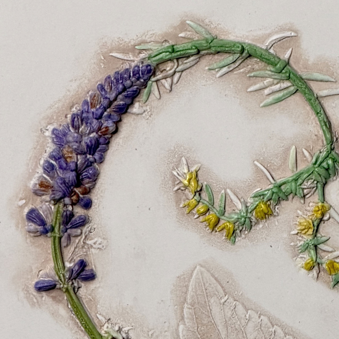 Yellow Sedum & Purple Salvia Heart Tile II