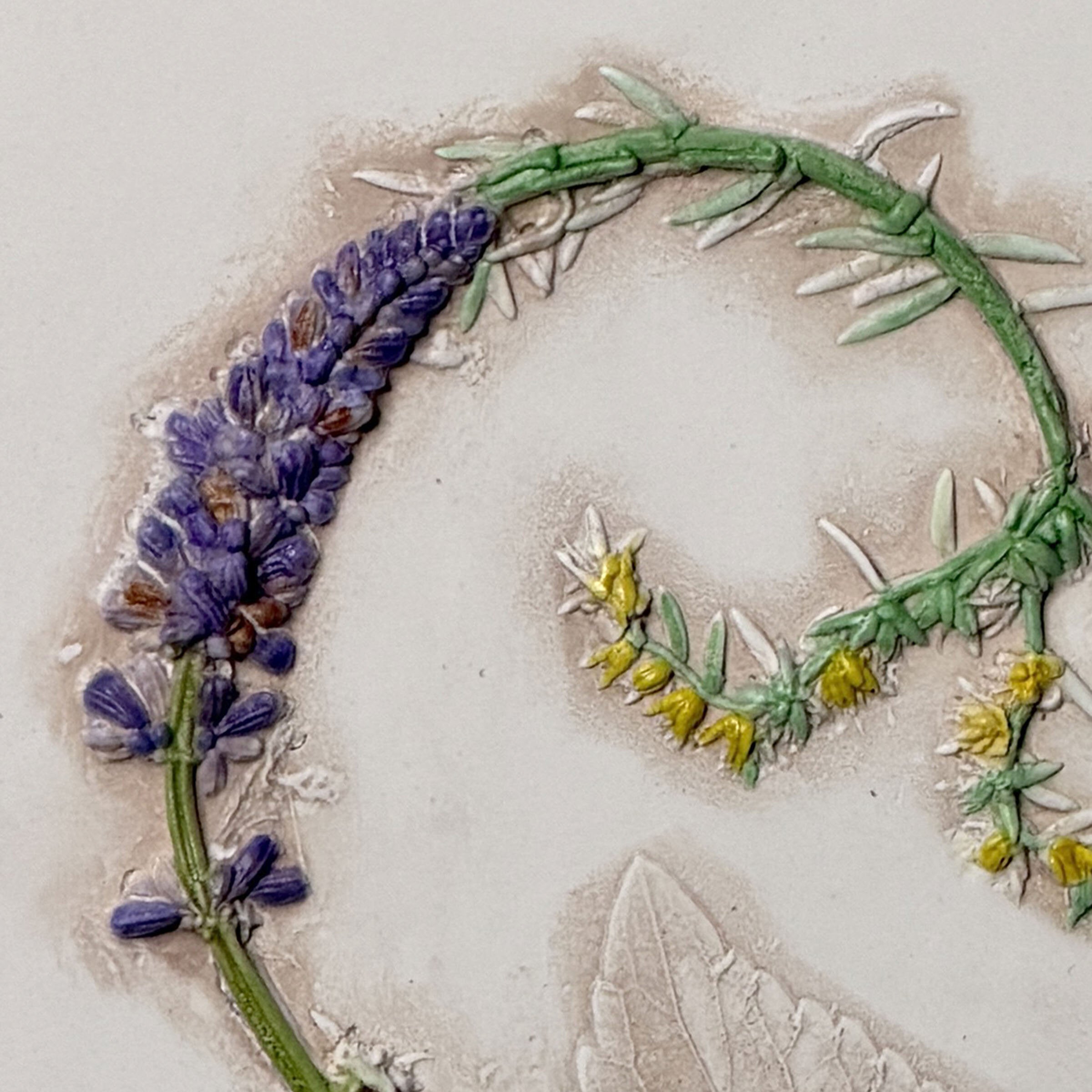 Yellow Sedum & Purple Salvia Heart Tile II