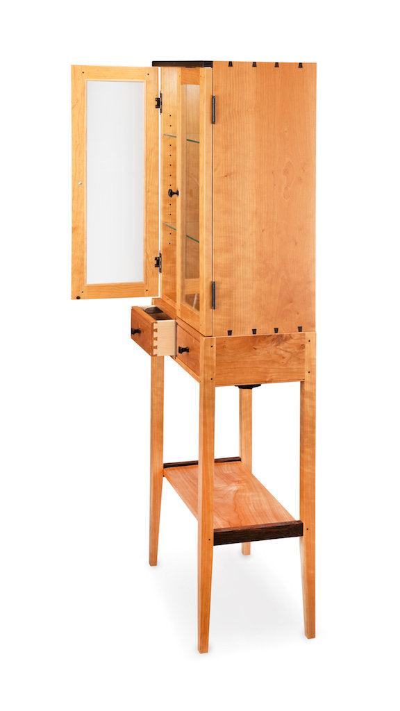 Tall Cherry Display Two Door Cabinet