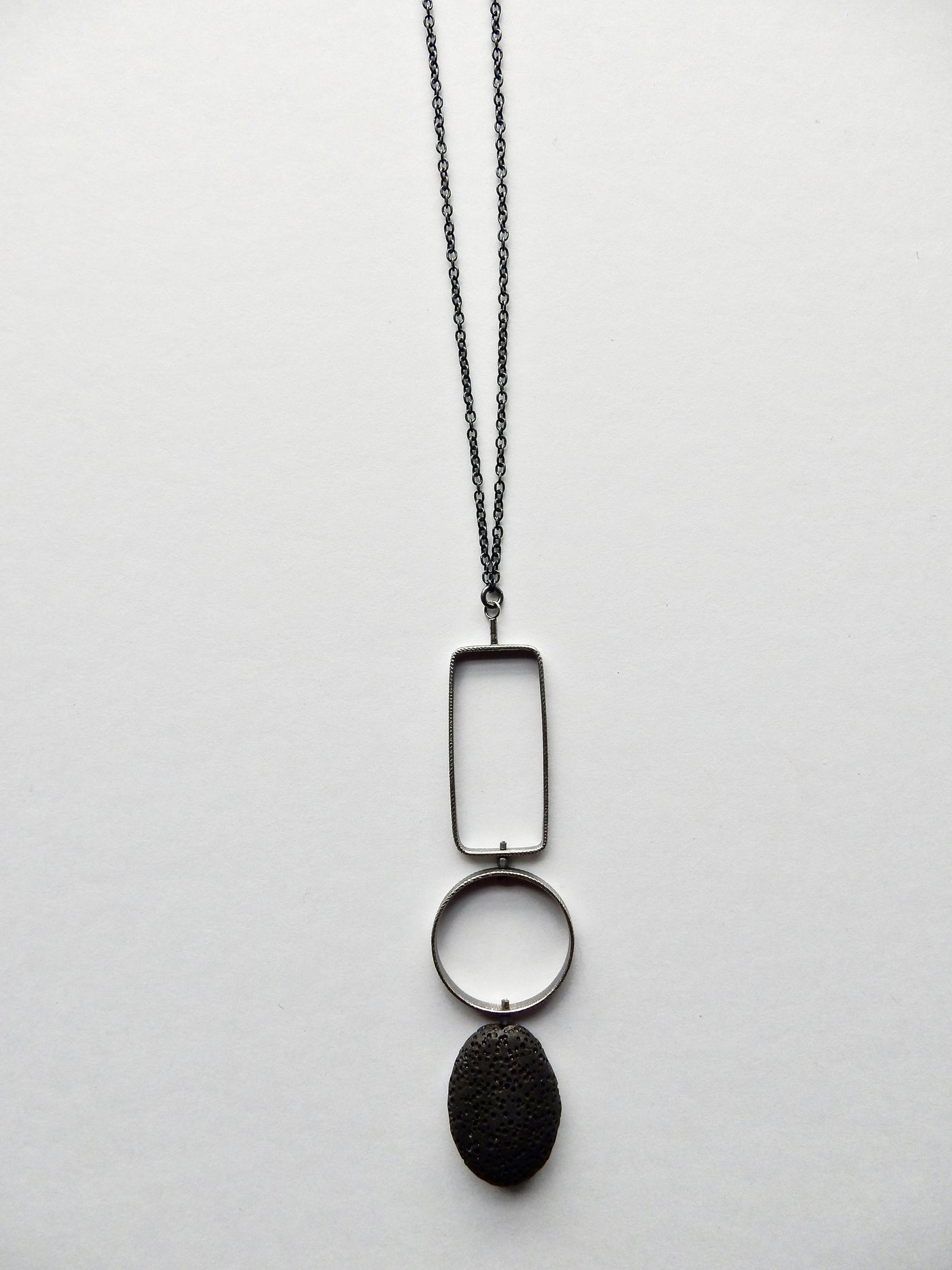 Lava & Silver Geometric Necklace