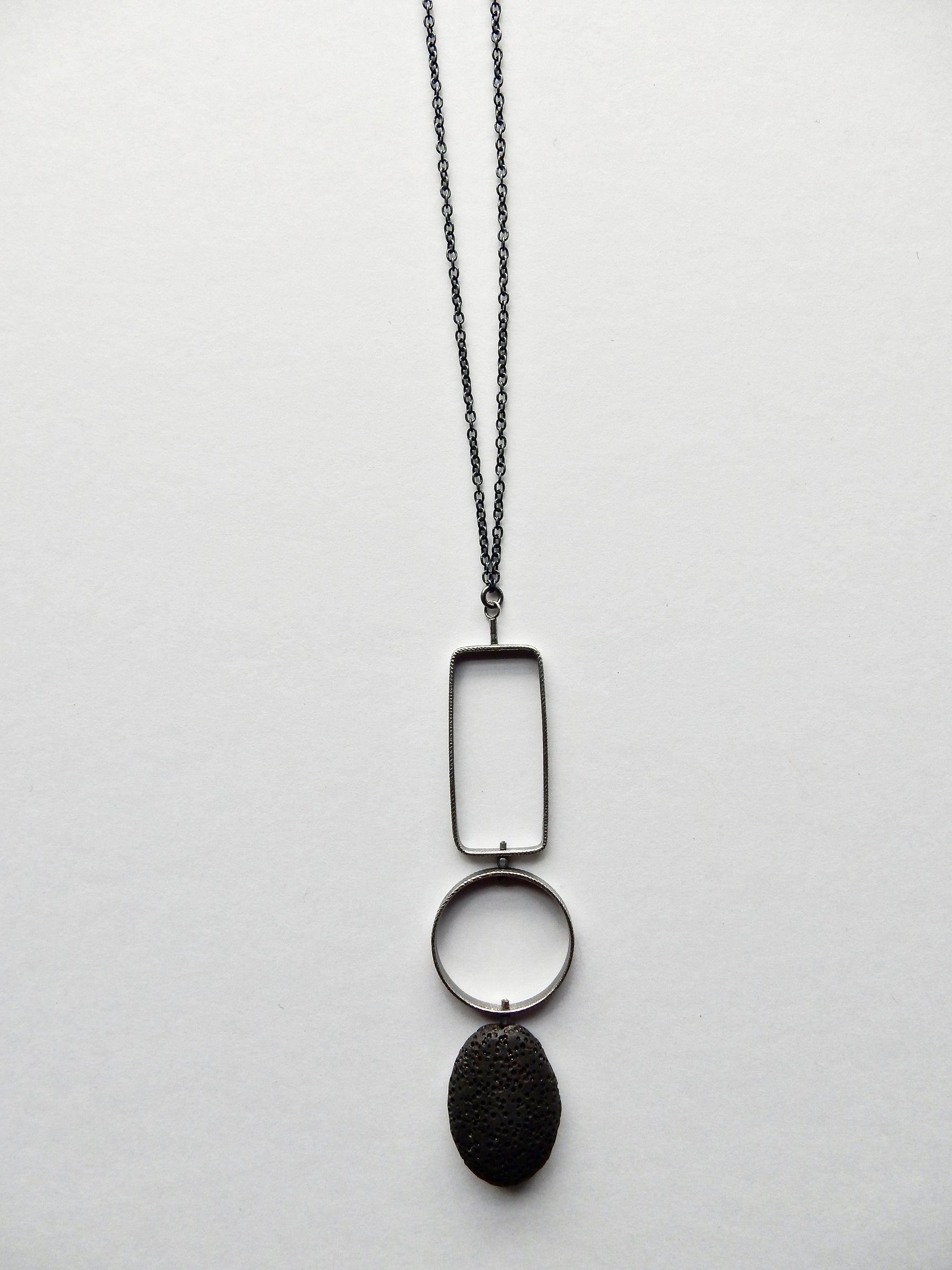 Lava & Silver Geometric Necklace