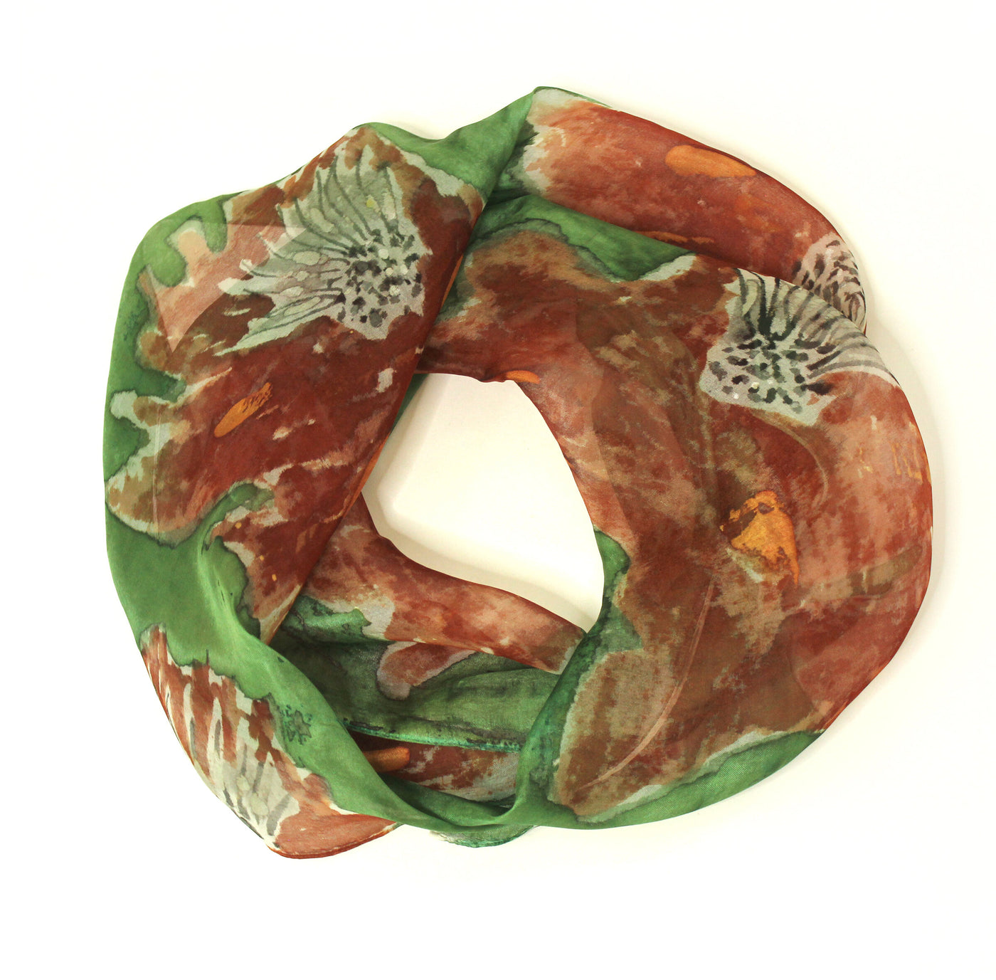 Amaryllis Orange-Hand painted silk scarf