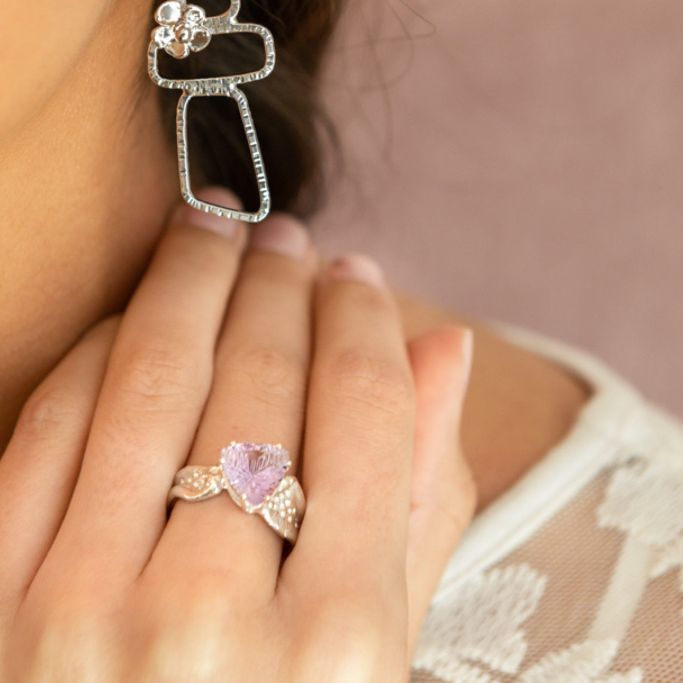 Pink Amethyst, shown for scale