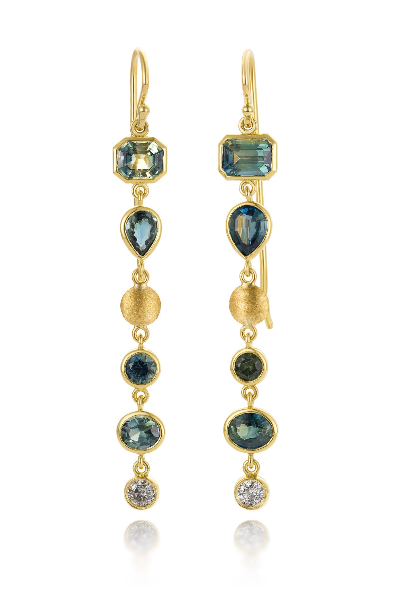 Green Sapphire Cascade Earrings