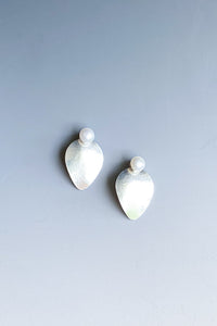 Textured Teardrop & Pearl Earrings