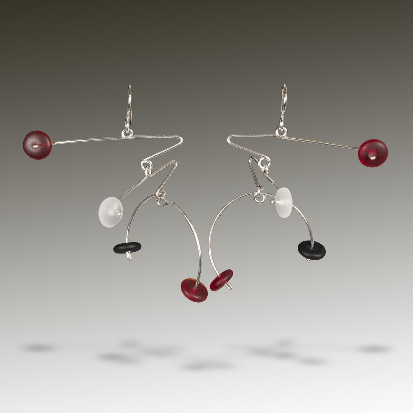 Red, Silver & Black on Sterling Silver