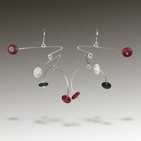 Red, Silver & Black on Sterling Silver