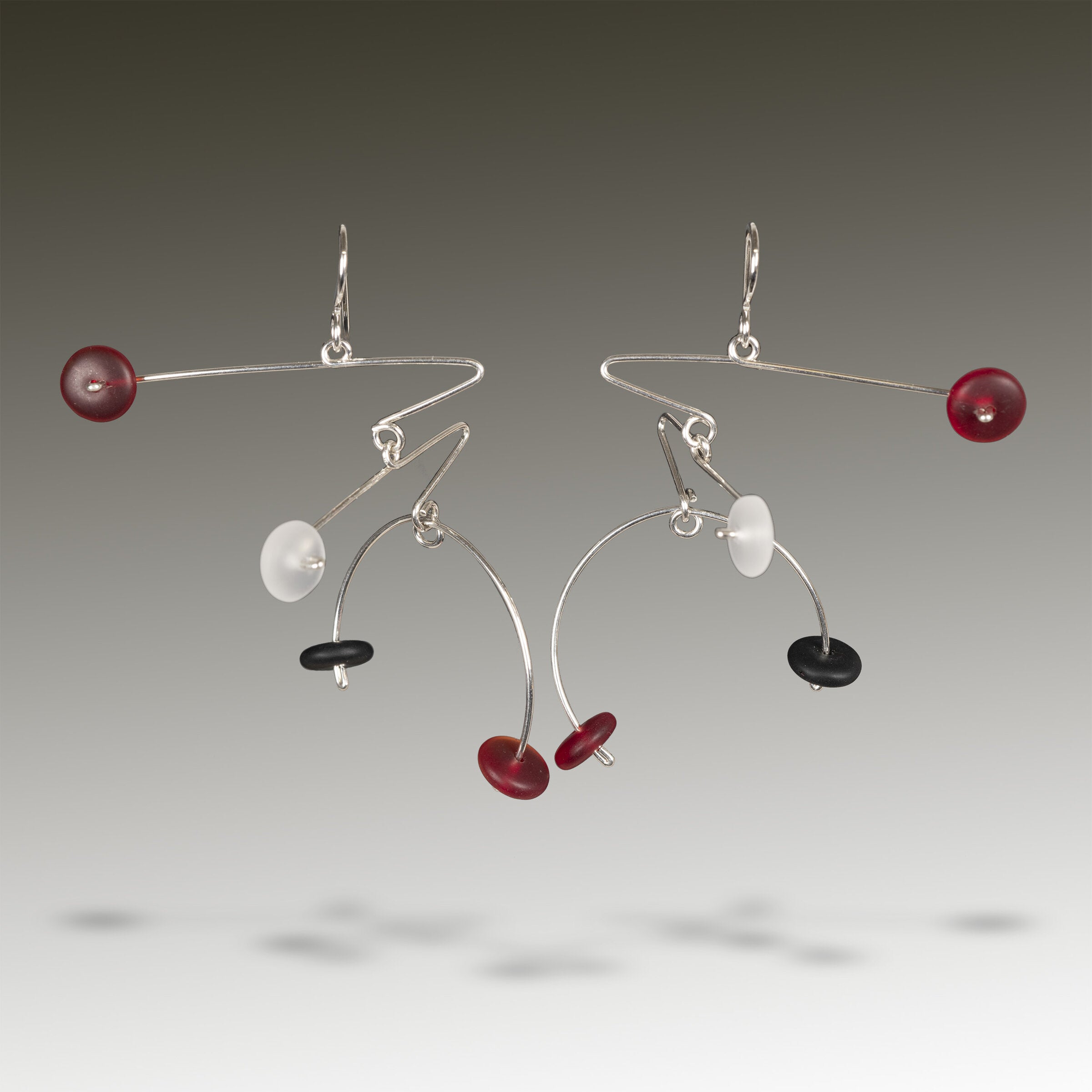 Red, Silver & Black on Sterling Silver