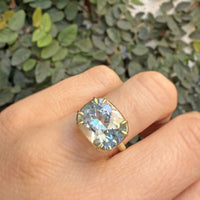 Cushion-Cut Aquamarine Aqueduct Ring