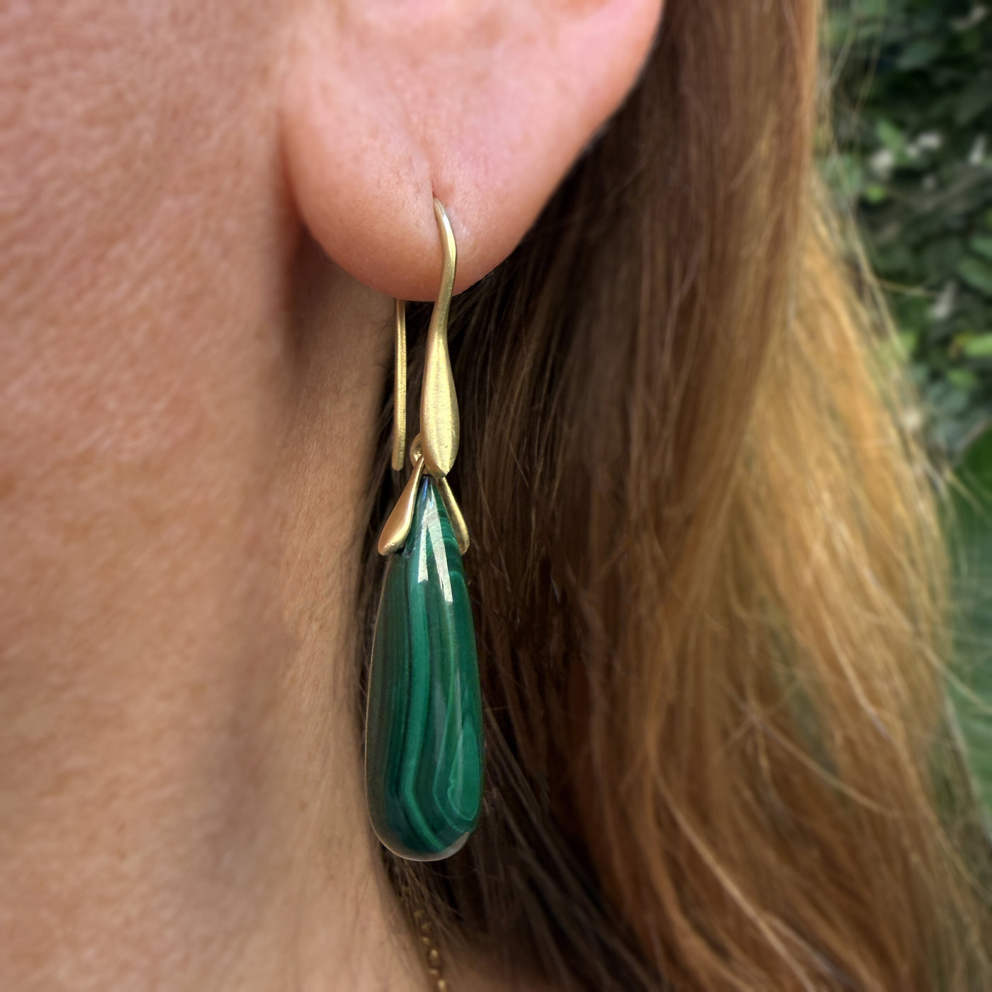 Malachite Briolette Trapeze Earrings