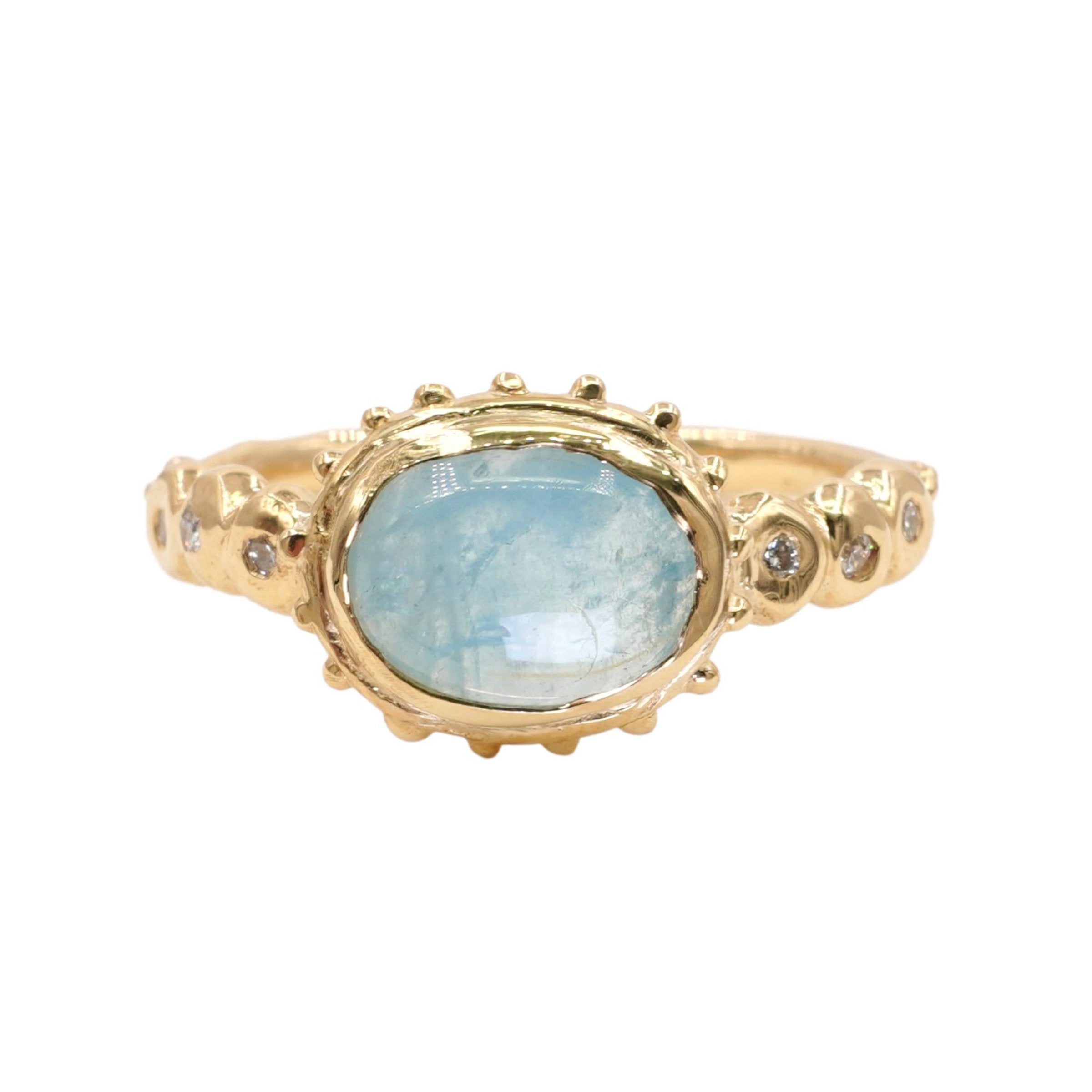 Sunbeam Ring with Aquamarine Stone