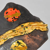 Square Platter with Two Circles, Gold and Orange
