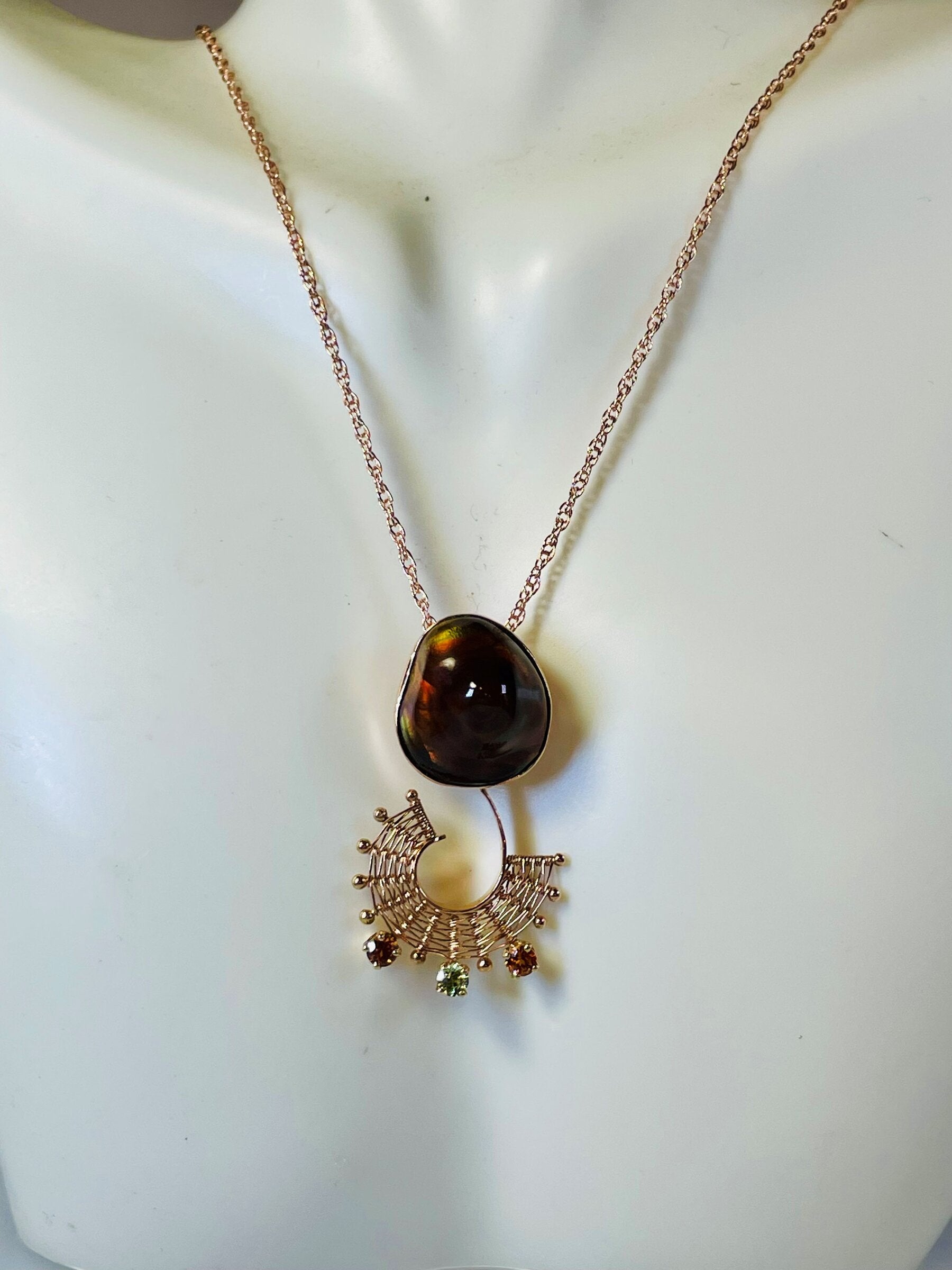 Fandango 14K Rose Gold Volcano Pendant with Gemstones