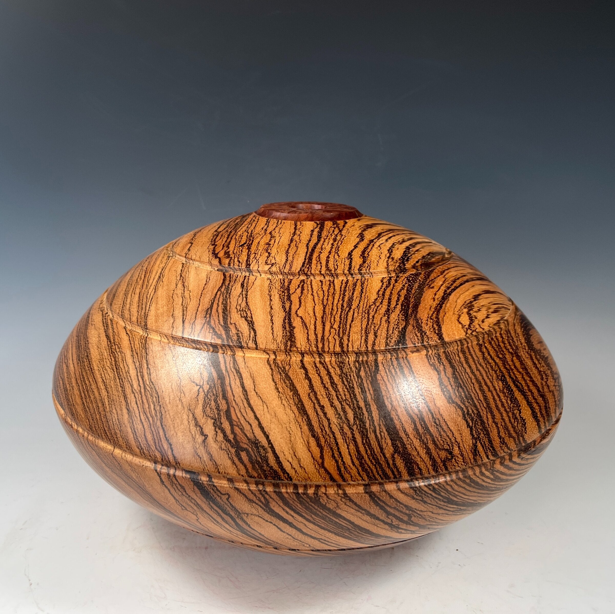 Zebrawood Vessel with Eucalyptus Rim