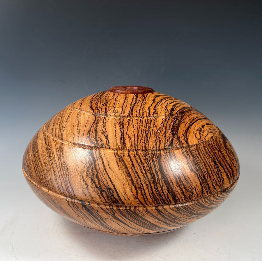 Zebrawood Vessel with Eucalyptus Rim
