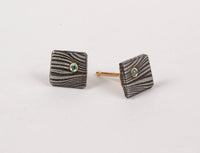 Square Studs with Teal Diamond