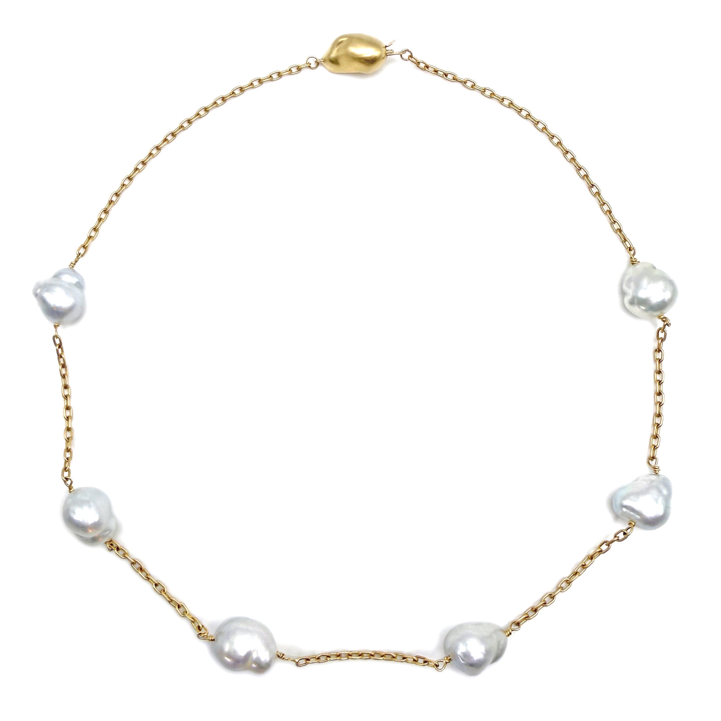 Baroque Akoya Pearl Station Necklace