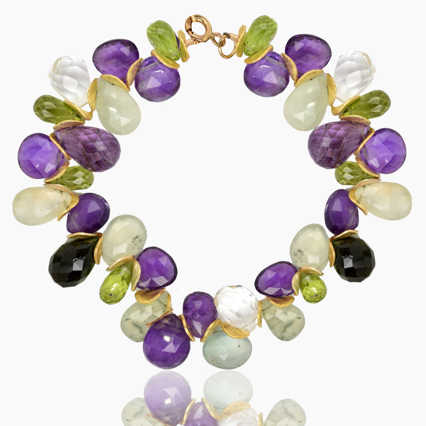 amethyst, peridot, prehnite & crystal