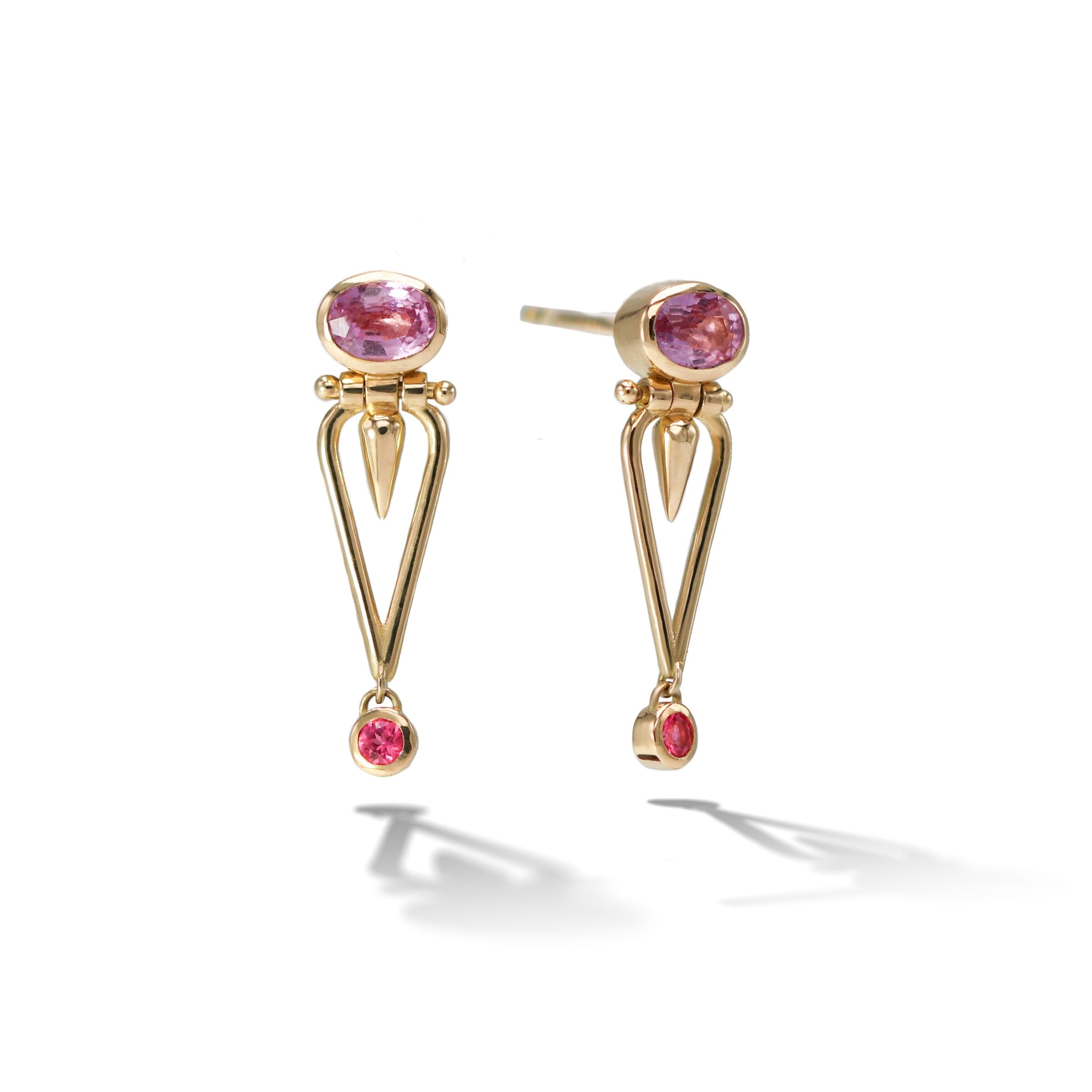 Pink Sapphire Hinge Earrings