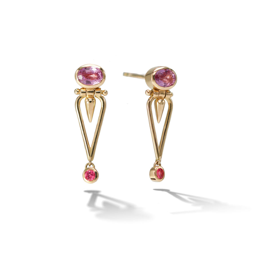 Pink Sapphire Hinge Earrings