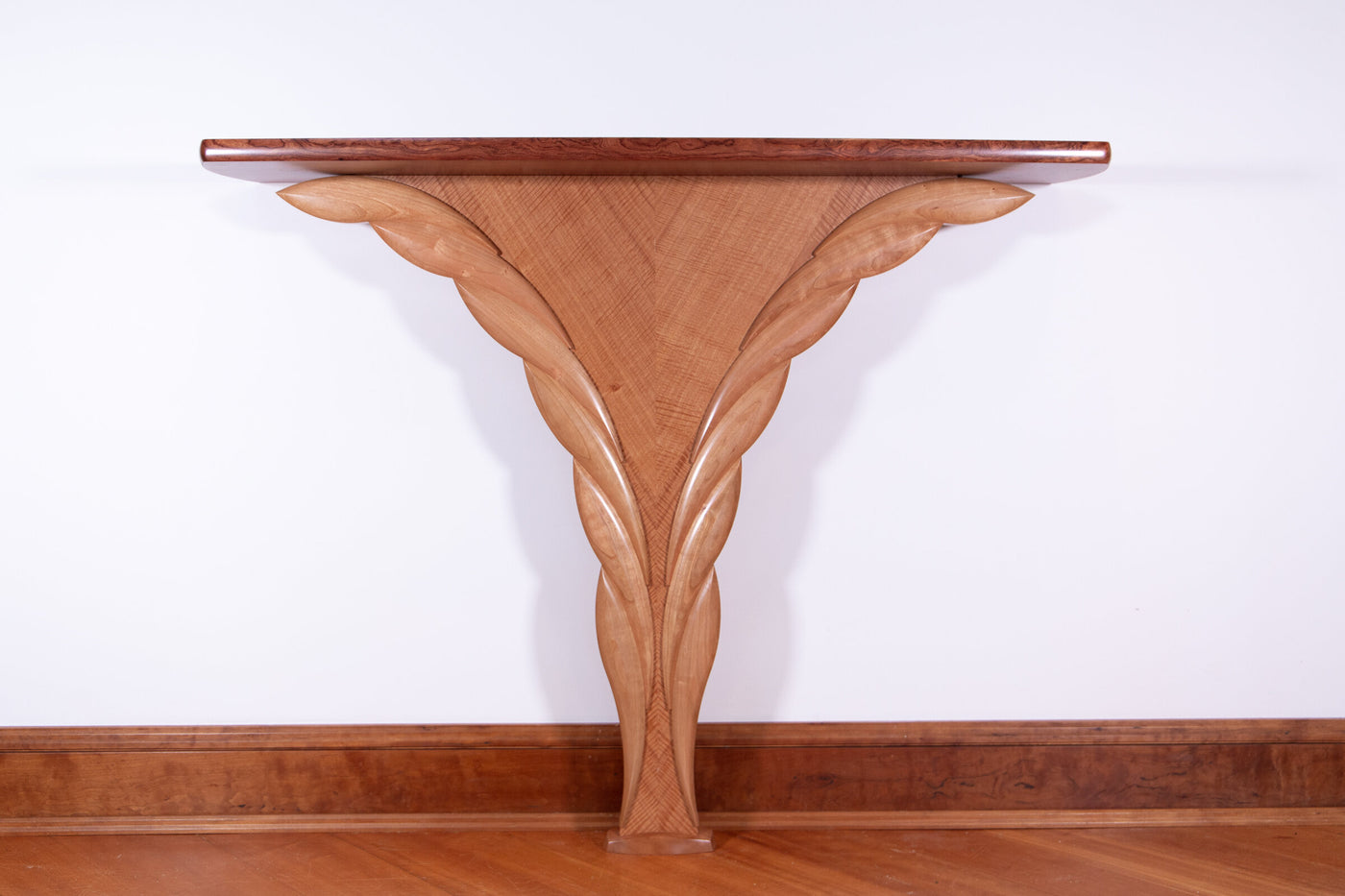 Curly Tanigre and Bubinga Wings Hall Table