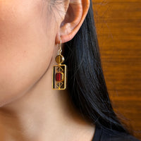 Transluscent Yellow & Red Art Deco Earrings