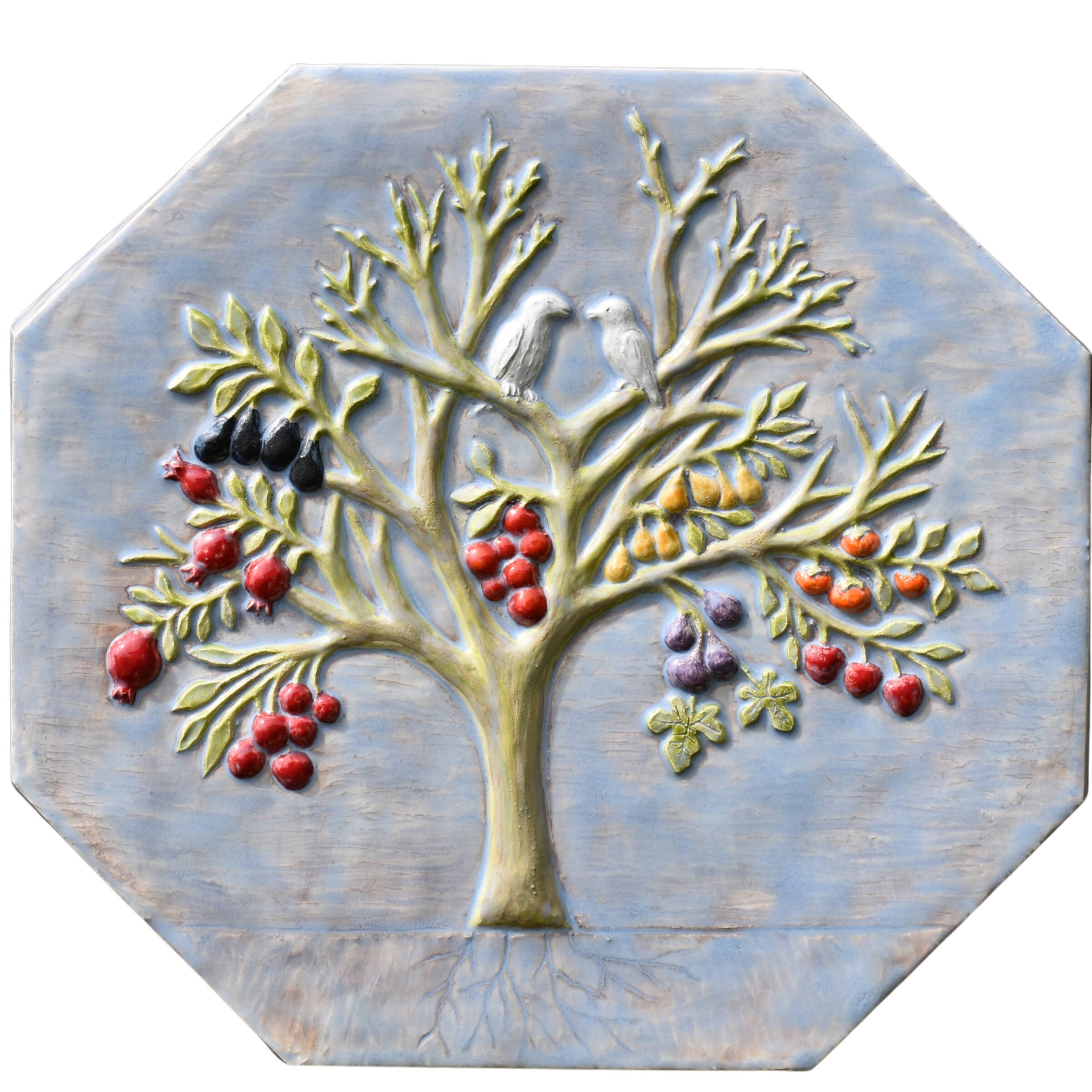 Magic Fruit Tree Octagon Wall Tile in Hyacinth