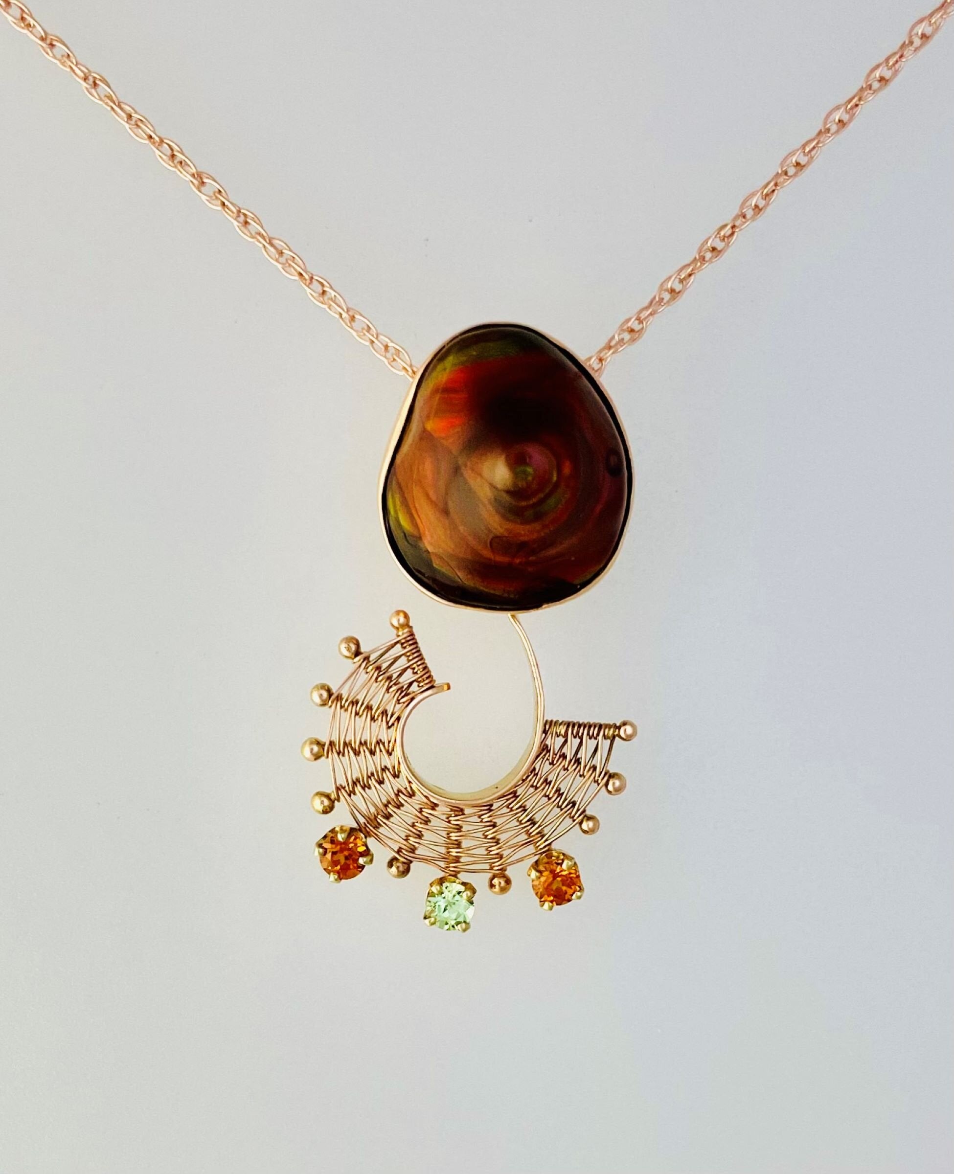 Fandango 14K Rose Gold Volcano Pendant with Gemstones