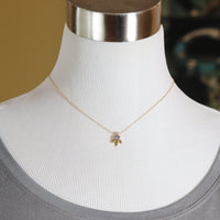 Three Leaf Pendant with Sapphire and Diamond