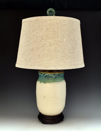 Ivory and Green Terracotta Table Lamp