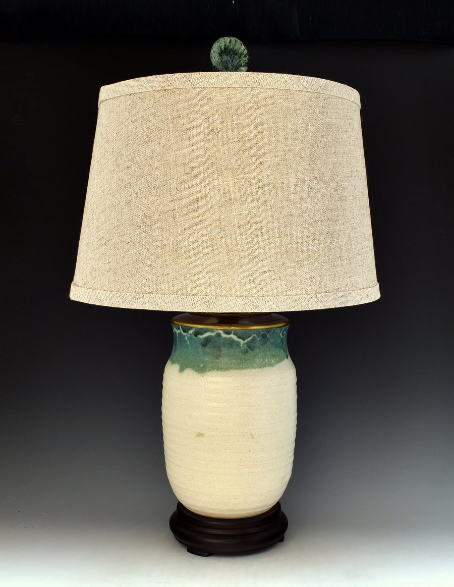 Ivory and Green Terracotta Table Lamp